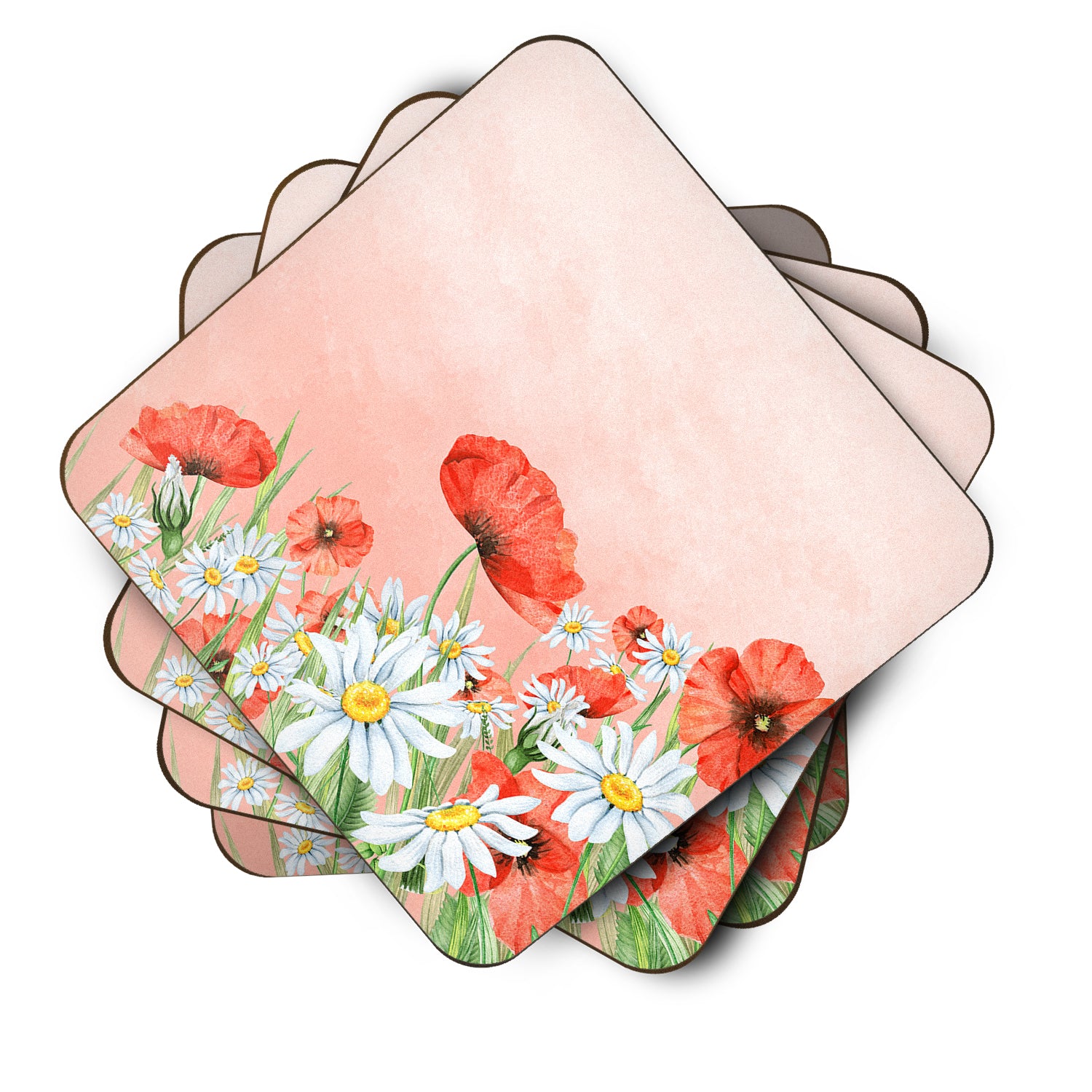 Poppies and Chamomiles Foam Coaster Set of 4 BB7448FC - the-store.com