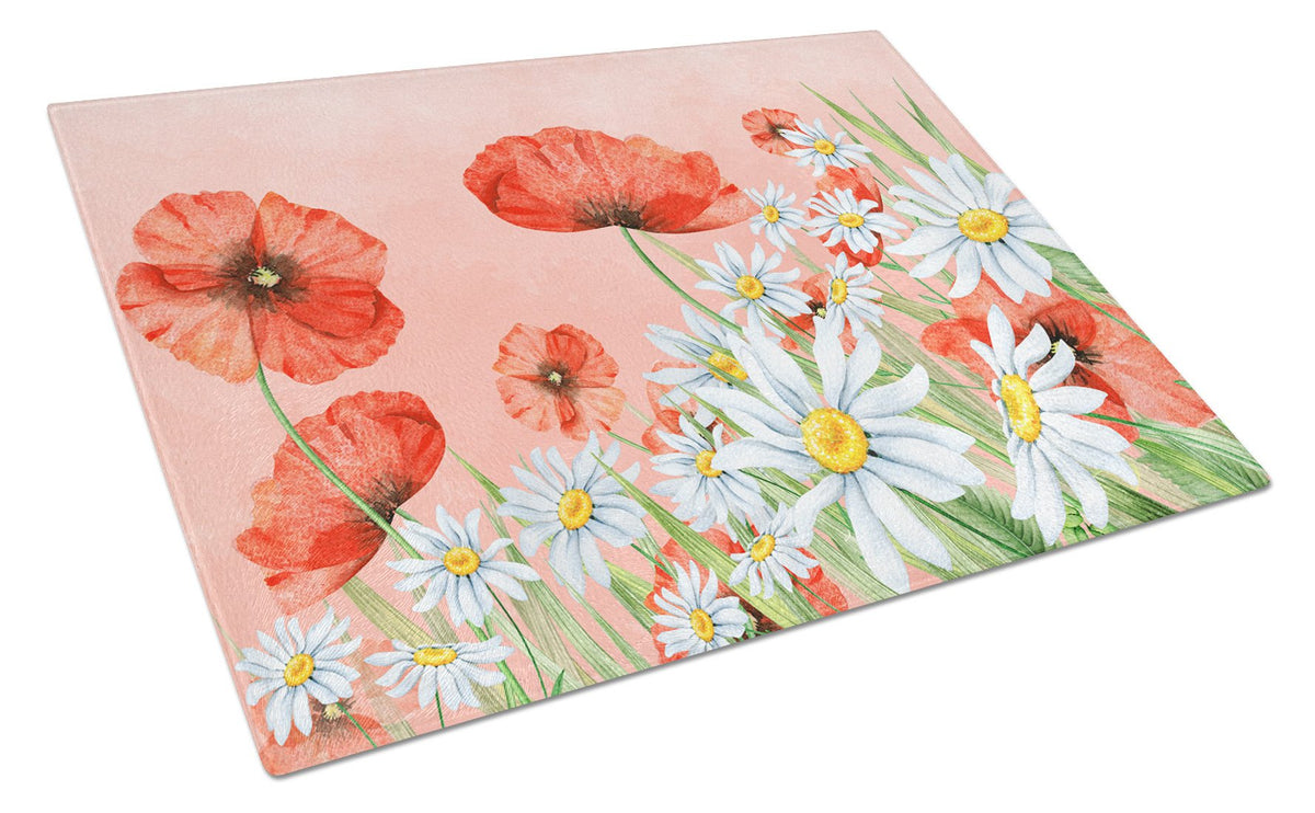 Poppies and Chamomiles Glass Cutting Board Large BB7448LCB by Caroline&#39;s Treasures