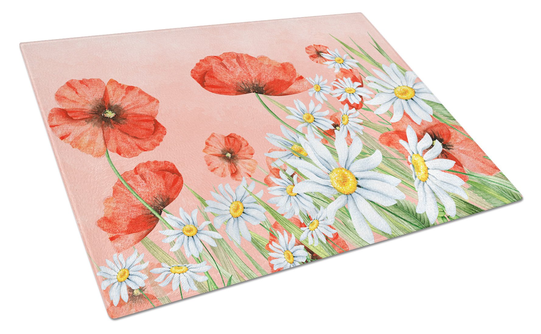 Poppies and Chamomiles Glass Cutting Board Large BB7448LCB by Caroline's Treasures