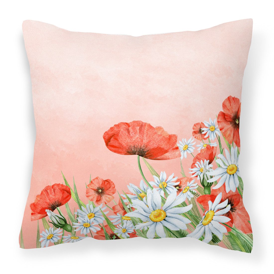 Poppies and Chamomiles Fabric Decorative Pillow BB7448PW1818 by Caroline&#39;s Treasures