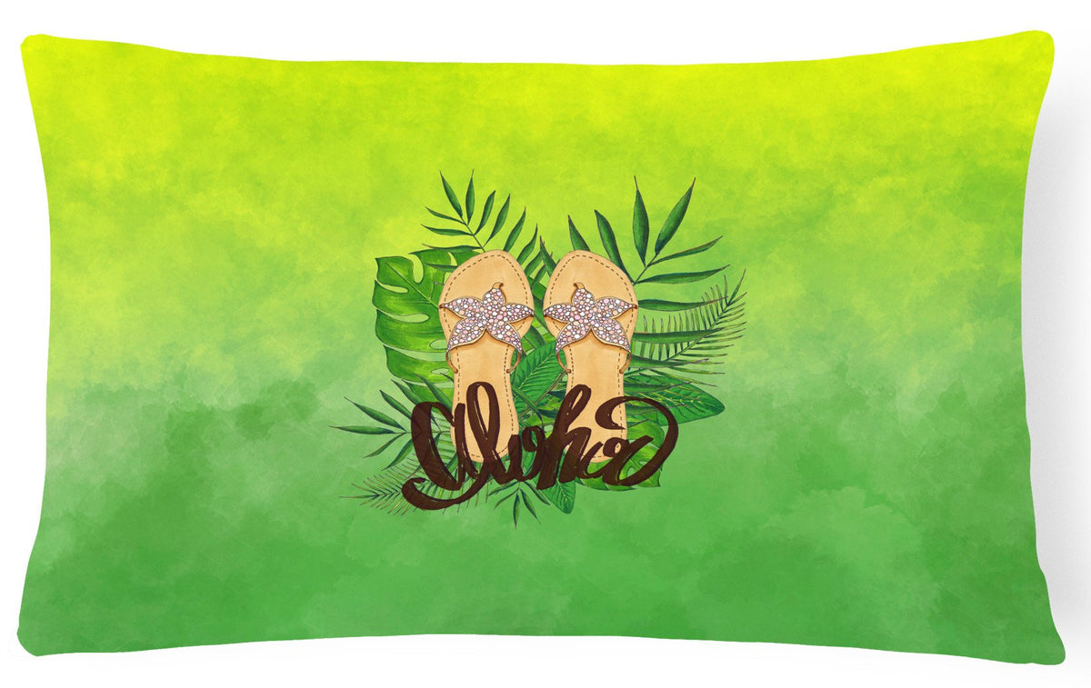 Aloha Flip Flops Canvas Fabric Decorative Pillow BB7449PW1216 by Caroline&#39;s Treasures