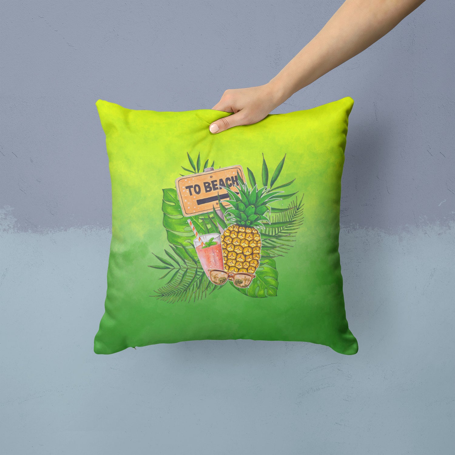 To the Beach Summer Fabric Decorative Pillow BB7450PW1414 - the-store.com