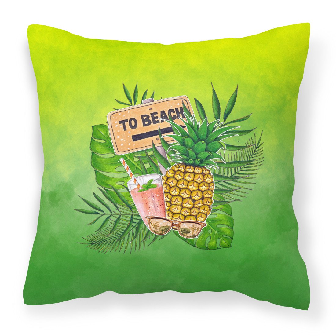 To the Beach Summer Fabric Decorative Pillow BB7450PW1818 by Caroline&#39;s Treasures