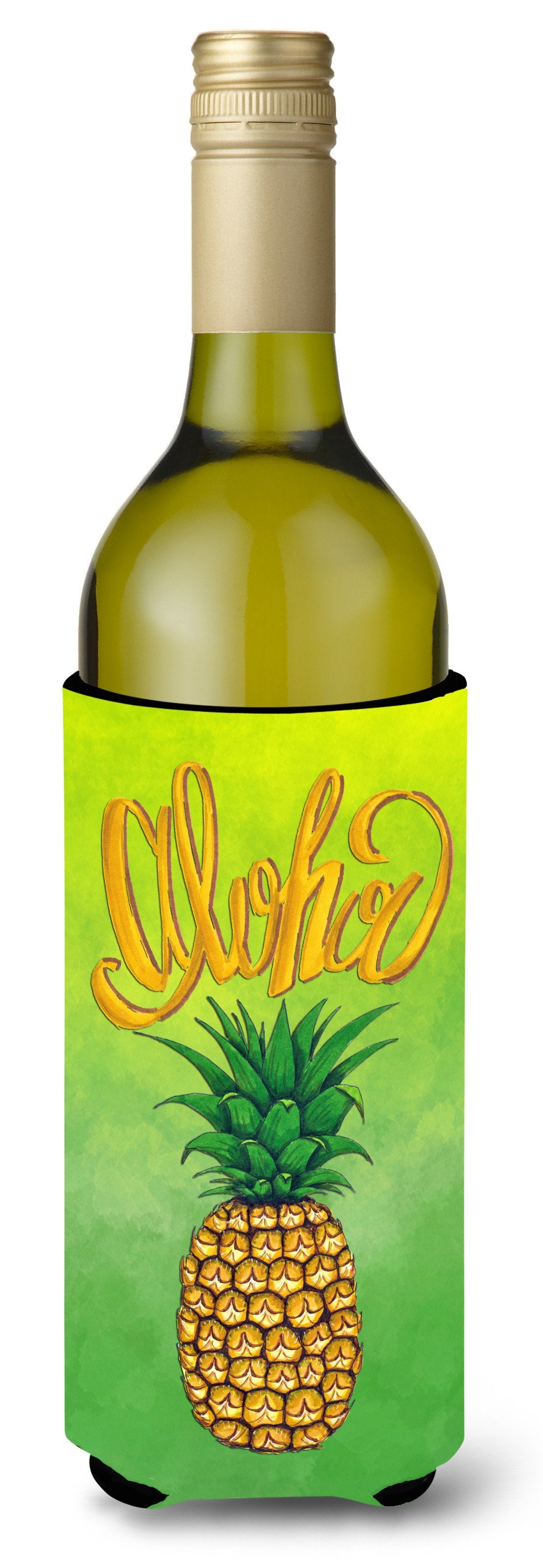 Aloha Pineapple Welcome Wine Bottle Beverge Insulator Hugger BB7451LITERK by Caroline&#39;s Treasures