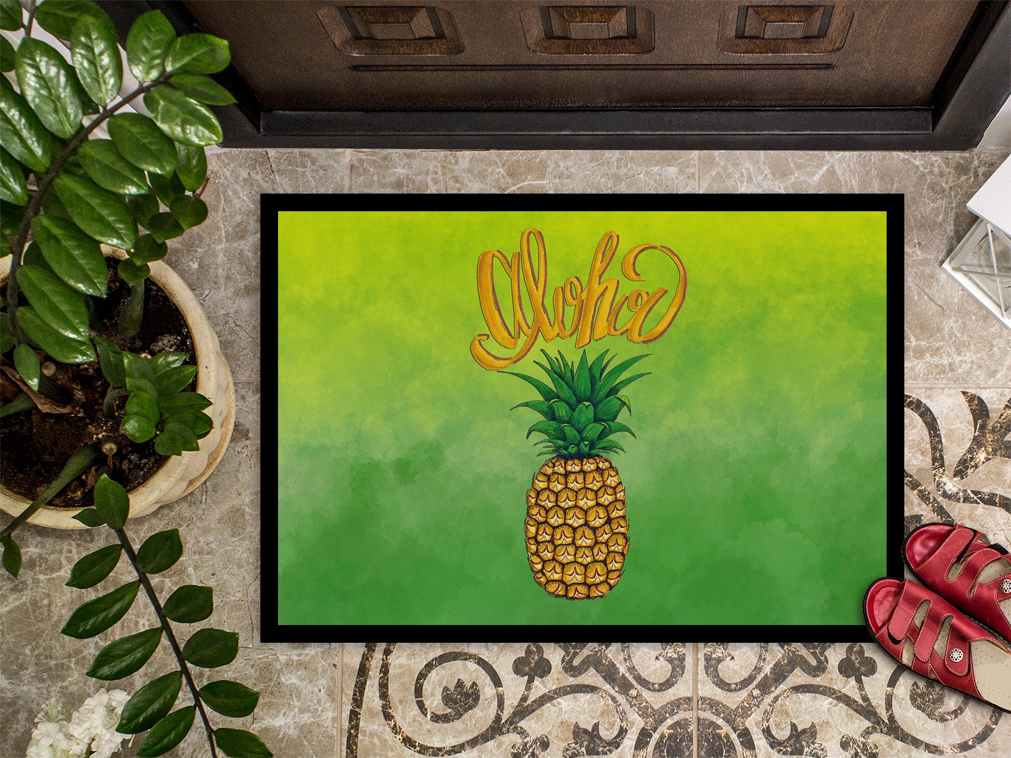 Aloha Pineapple Welcome Indoor or Outdoor Mat 18x27 BB7451MAT - the-store.com