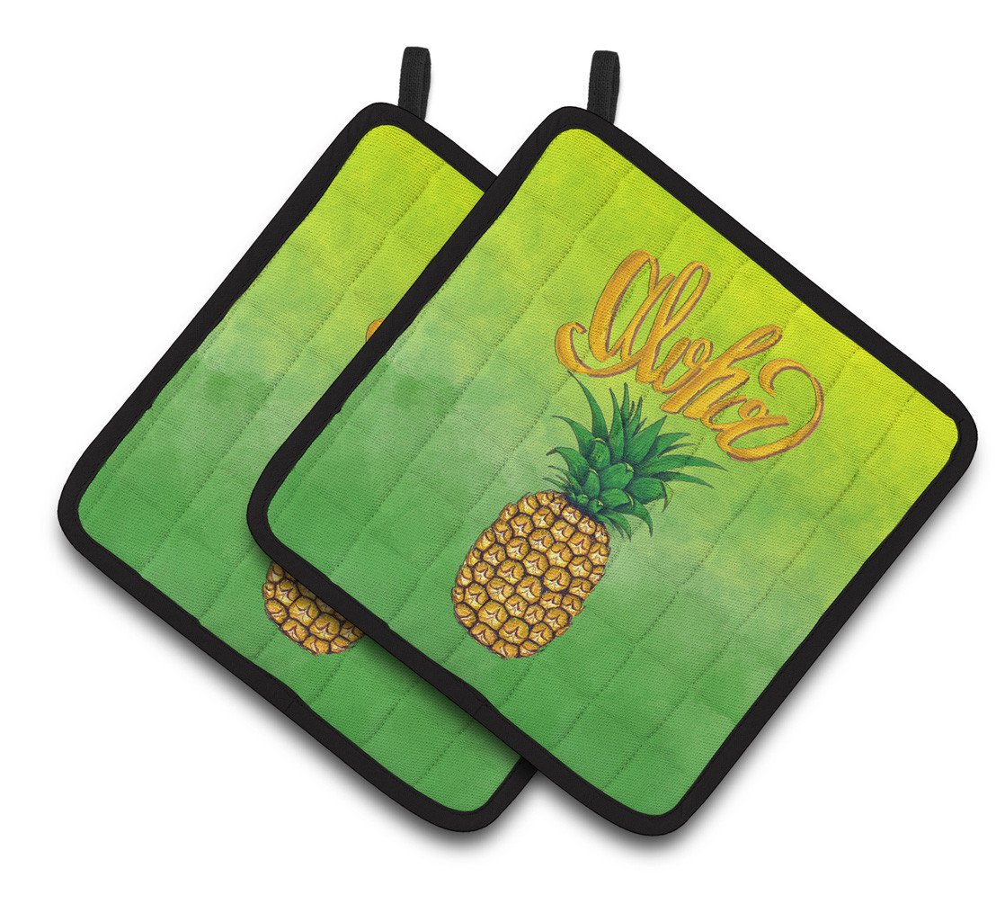 Aloha Pineapple Welcome Pair of Pot Holders BB7451PTHD by Caroline&#39;s Treasures