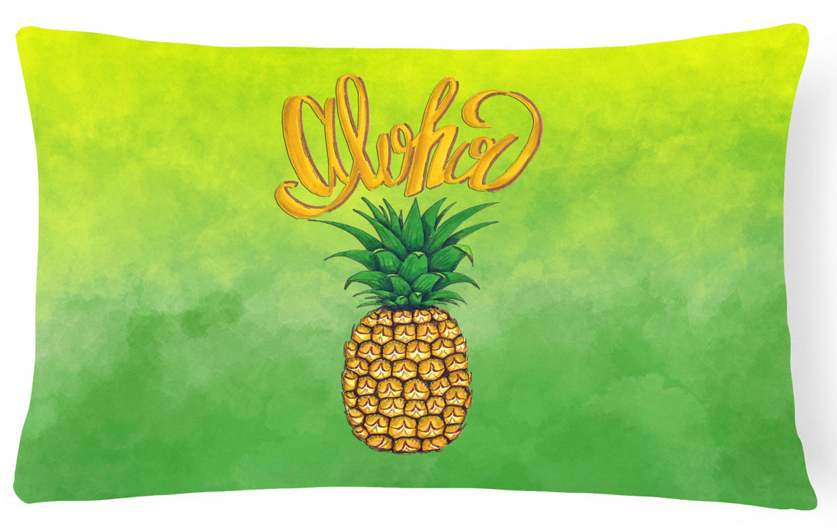 Aloha Pineapple Welcome Canvas Fabric Decorative Pillow BB7451PW1216 by Caroline&#39;s Treasures