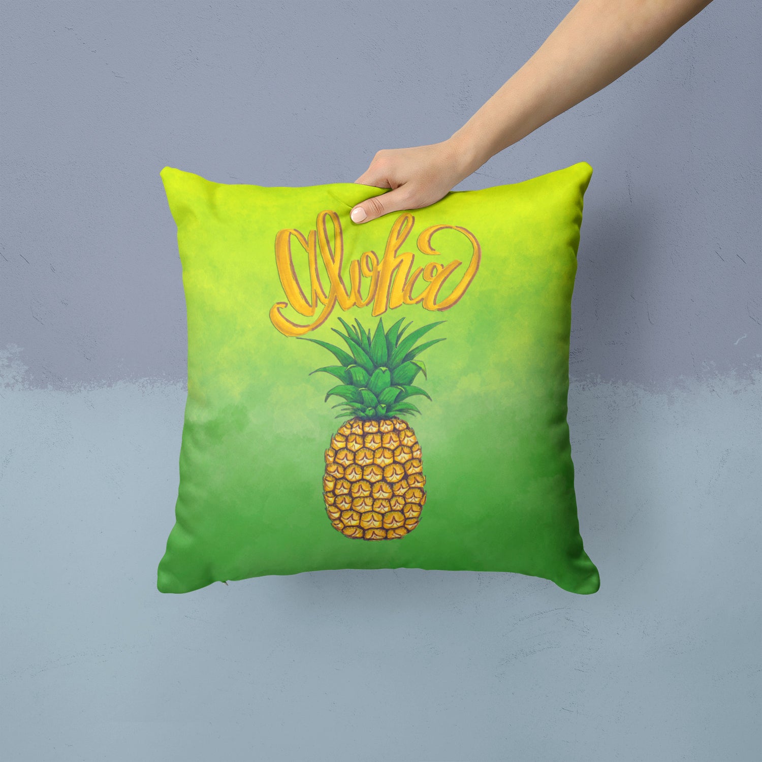 Aloha Pineapple Welcome Fabric Decorative Pillow BB7451PW1414 - the-store.com