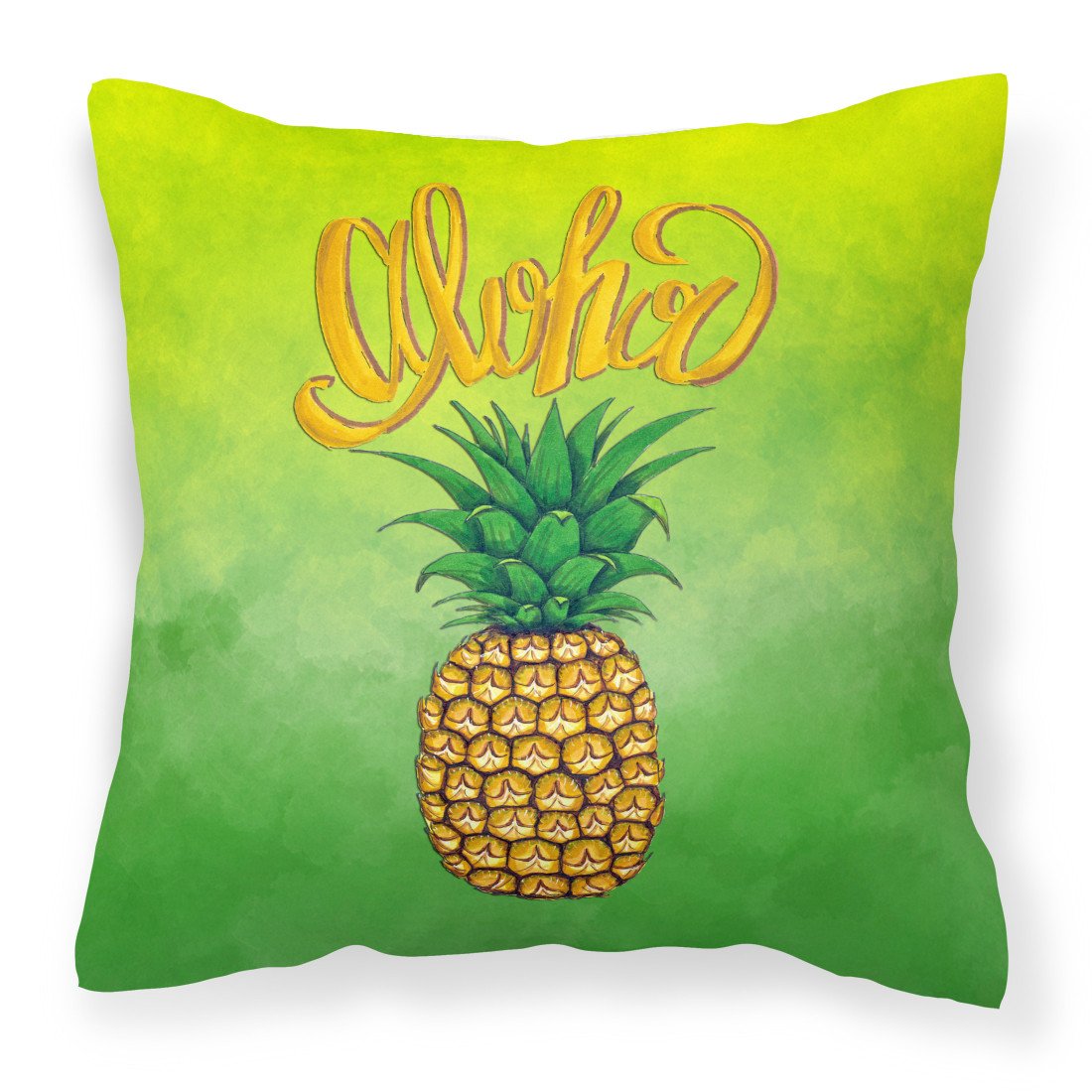 Aloha Pineapple Welcome Fabric Decorative Pillow BB7451PW1818 by Caroline&#39;s Treasures