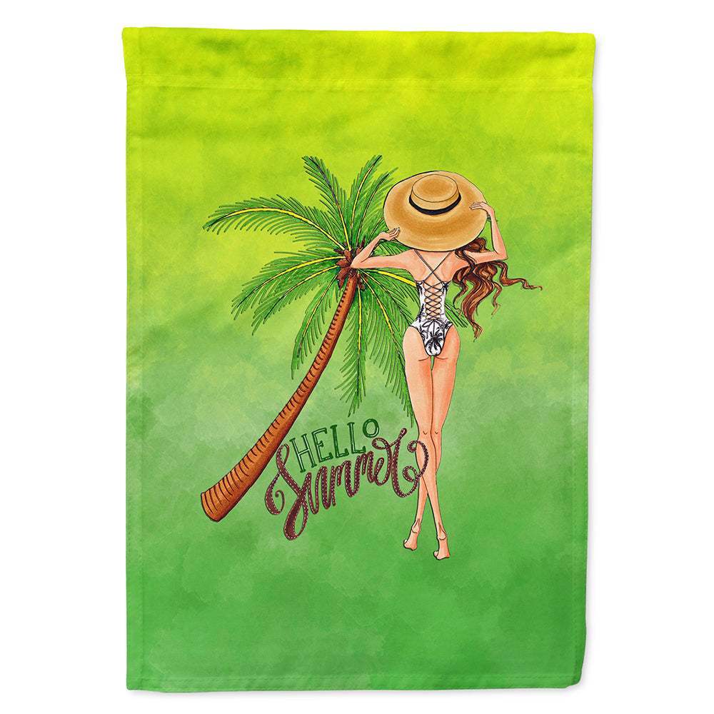Hello Summer Lady in Swimsuit Flag Canvas House Size BB7452CHF  the-store.com.