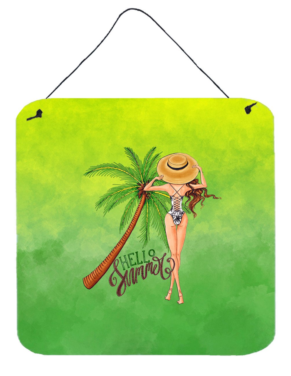 Hello Summer Lady in Swimsuit Wall or Door Hanging Prints BB7452DS66 by Caroline's Treasures