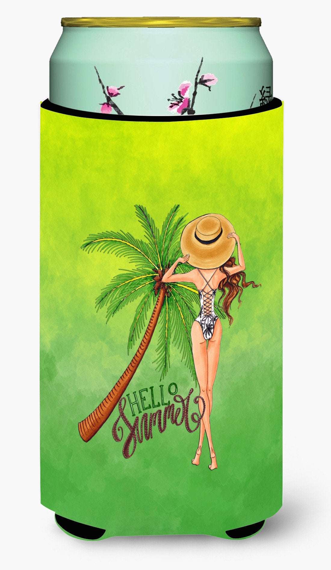 Hello Summer Lady in Swimsuit Tall Boy Beverage Insulator Hugger BB7452TBC by Caroline&#39;s Treasures