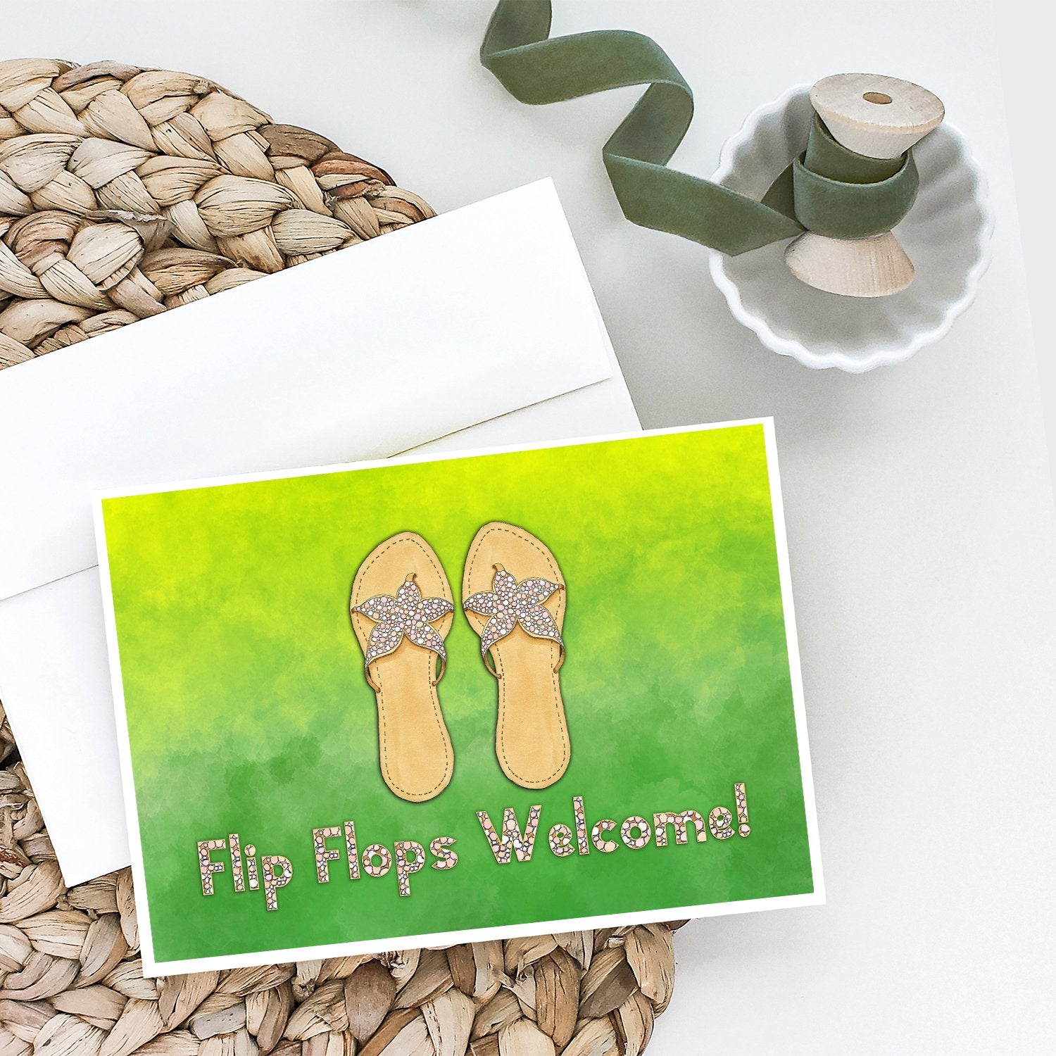 Flip Flops Welcome Greeting Cards and Envelopes Pack of 8 - the-store.com