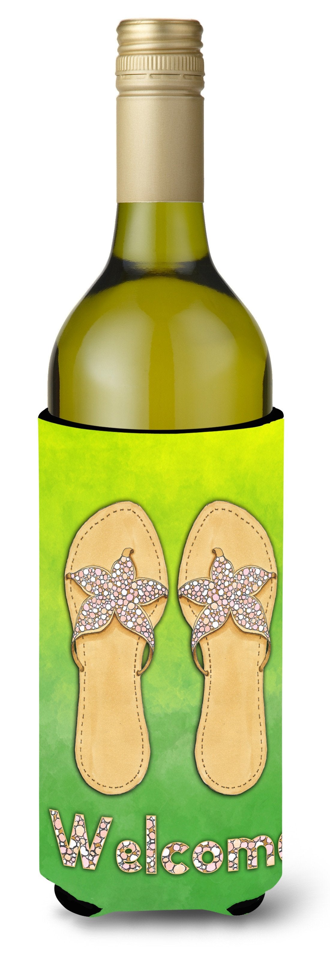 Flip Flops Welcome Wine Bottle Beverge Insulator Hugger BB7454LITERK by Caroline&#39;s Treasures