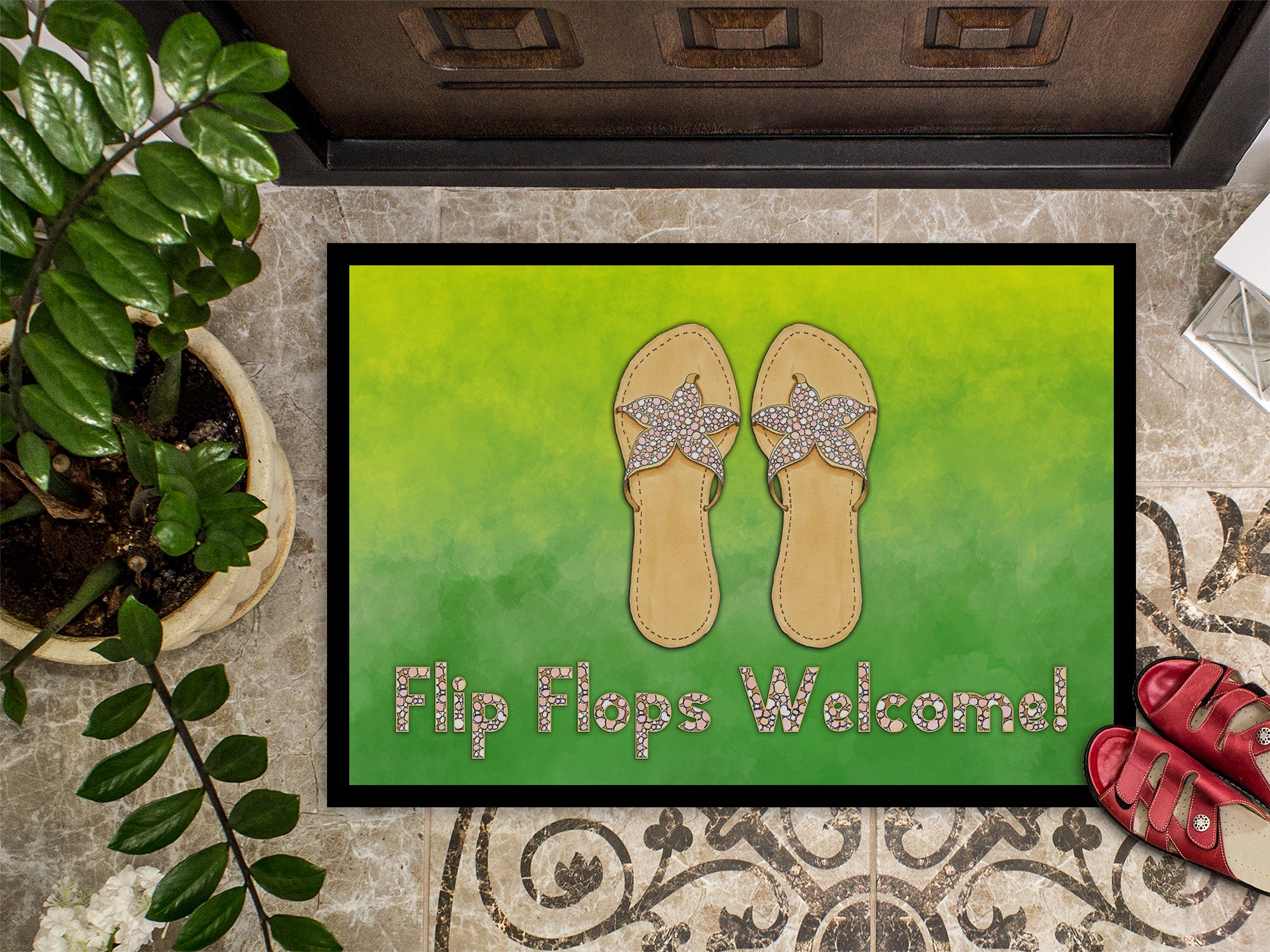 Flip Flops Welcome Indoor or Outdoor Mat 18x27 BB7454MAT - the-store.com