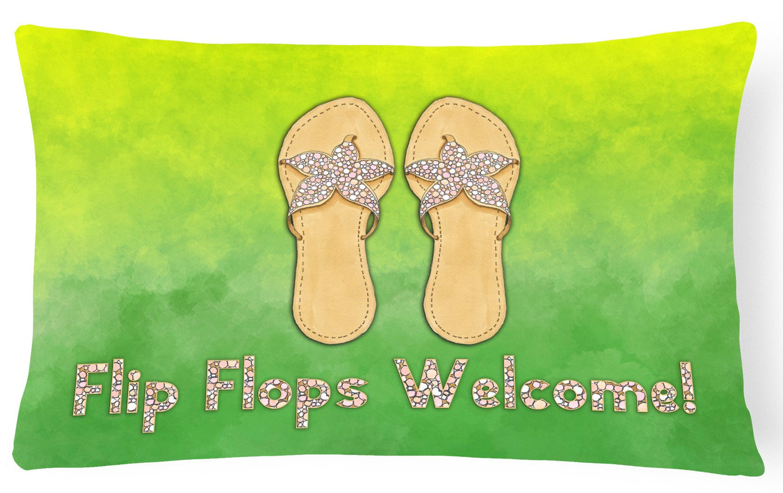 Flip Flops Welcome Canvas Fabric Decorative Pillow BB7454PW1216 by Caroline's Treasures