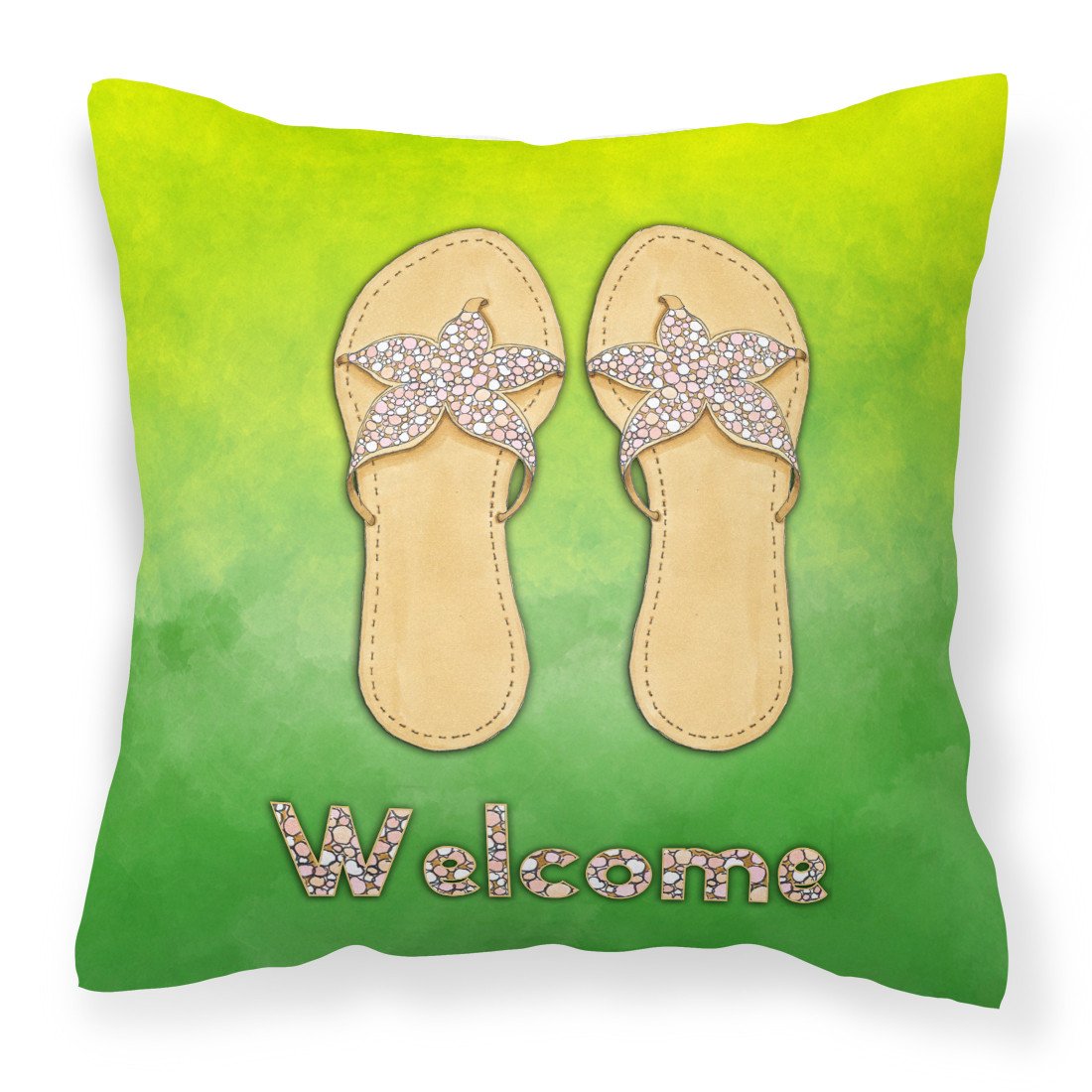 Flip Flops Welcome Fabric Decorative Pillow BB7454PW1818 by Caroline&#39;s Treasures