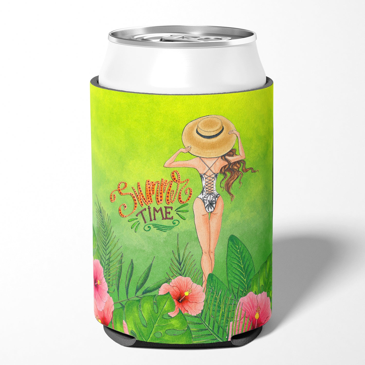 Summer Time Lady in Swimsuit Can or Bottle Hugger BB7455CC