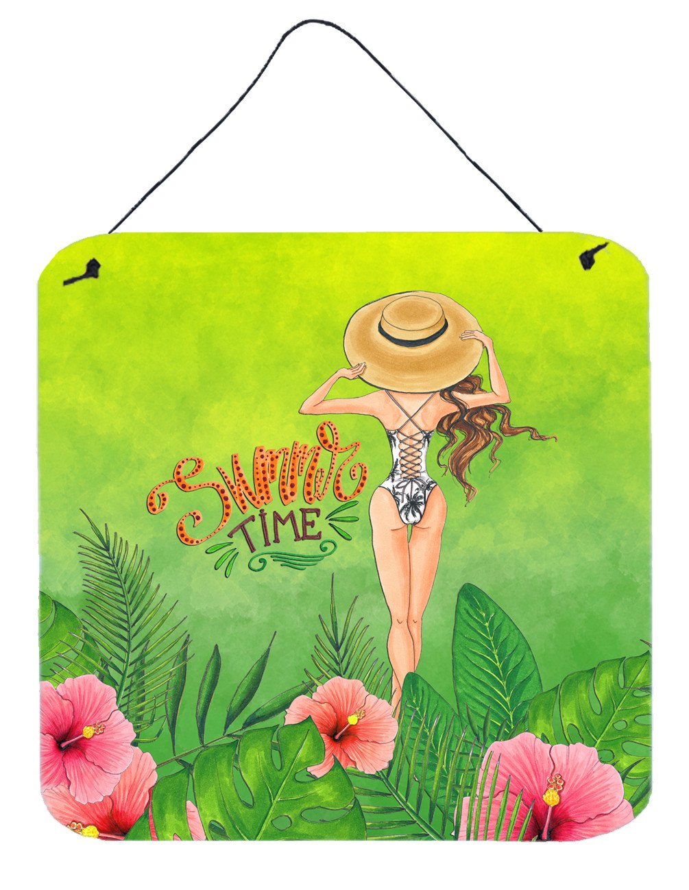 Summer Time Lady in Swimsuit Wall or Door Hanging Prints BB7455DS66 by Caroline&#39;s Treasures