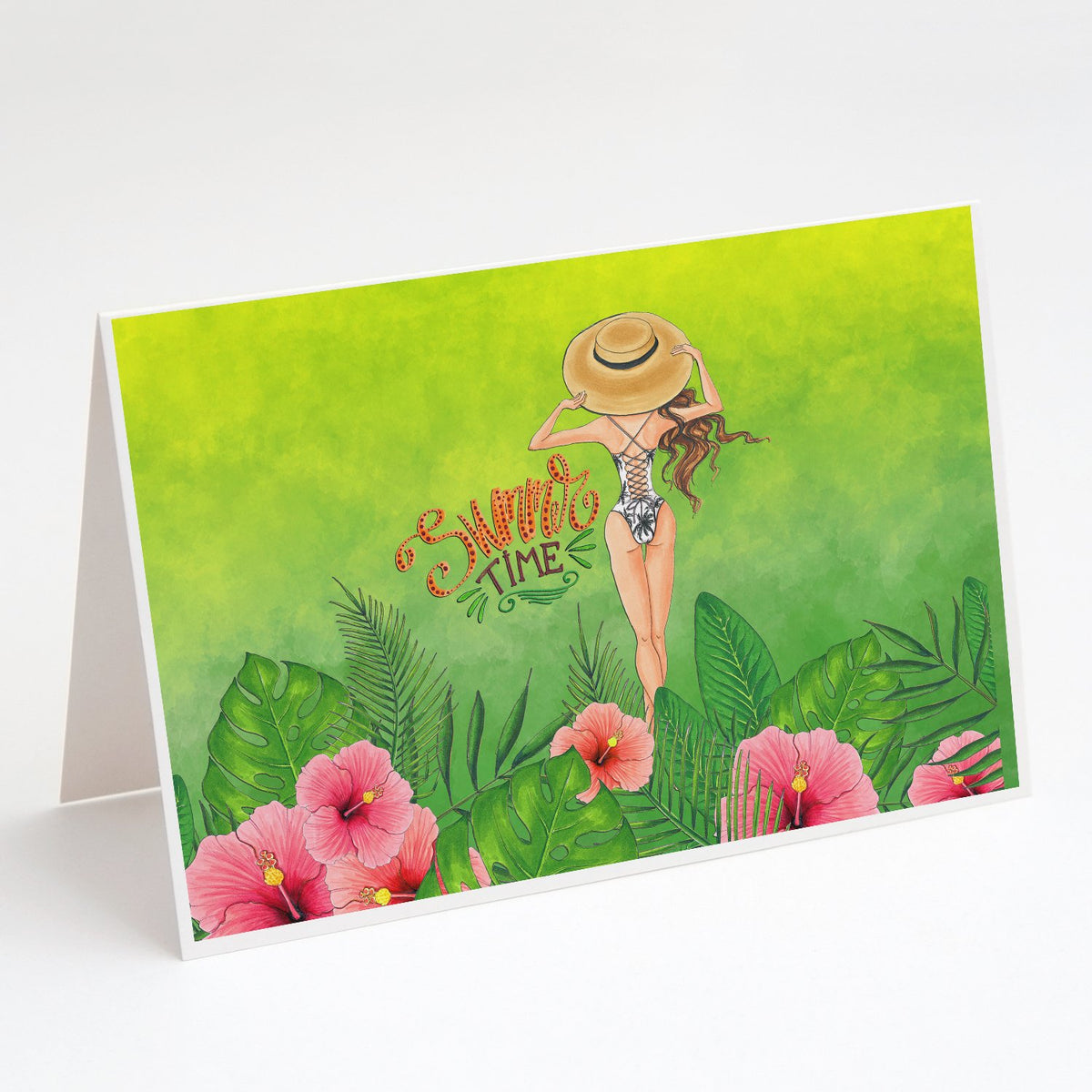 Buy this Summer Time Lady in Swimsuit Greeting Cards and Envelopes Pack of 8