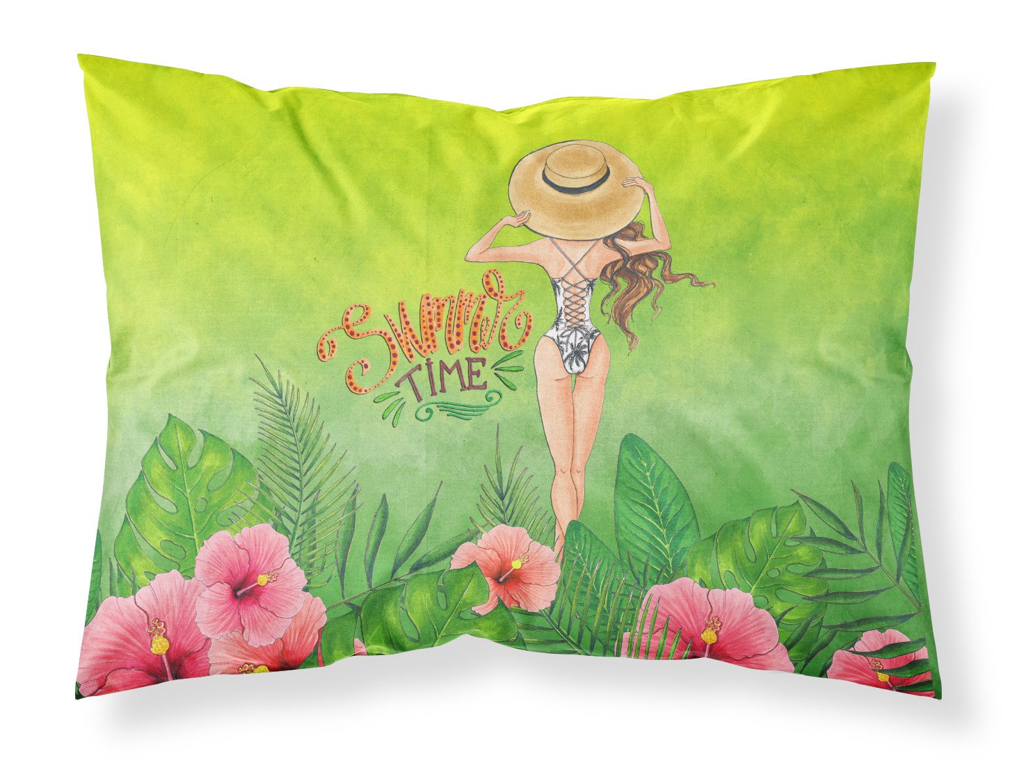 Summer Time Lady in Swimsuit Fabric Standard Pillowcase BB7455PILLOWCASE by Caroline's Treasures