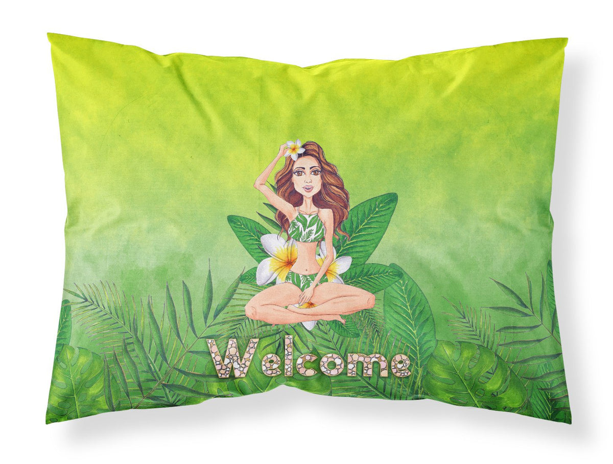 Welcome Lady in Bikini Summer Fabric Standard Pillowcase BB7457PILLOWCASE by Caroline&#39;s Treasures