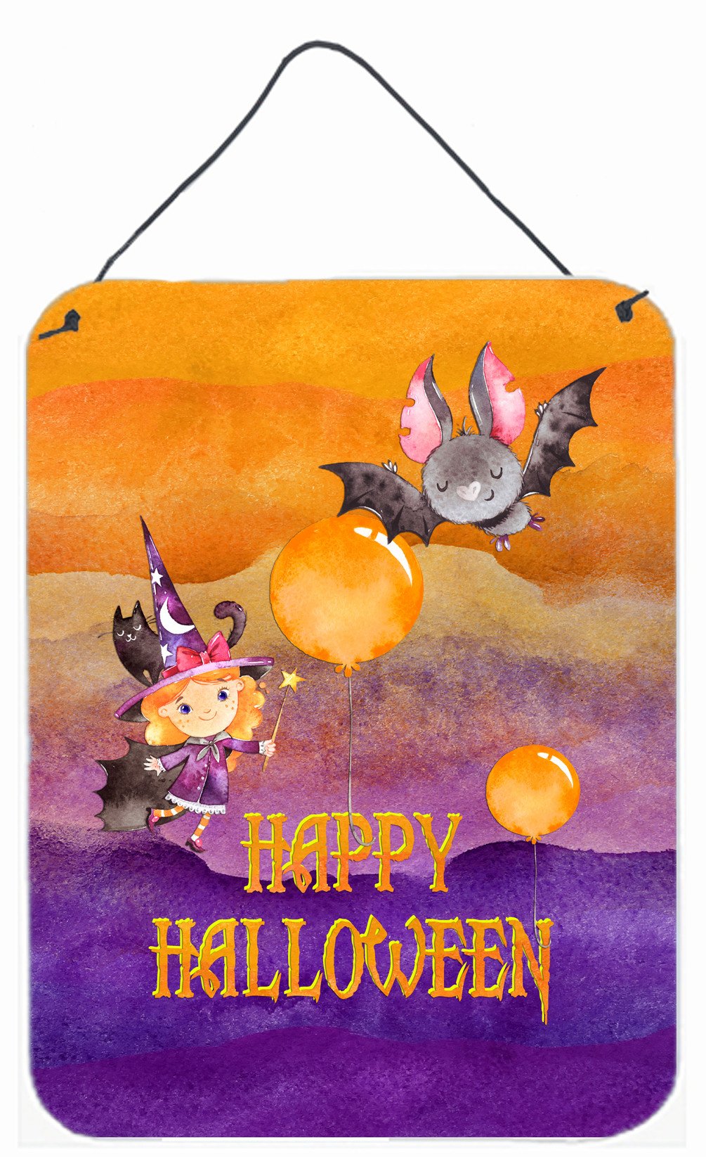 Halloween Little Witch and Bat Wall or Door Hanging Prints BB7458DS1216 by Caroline's Treasures