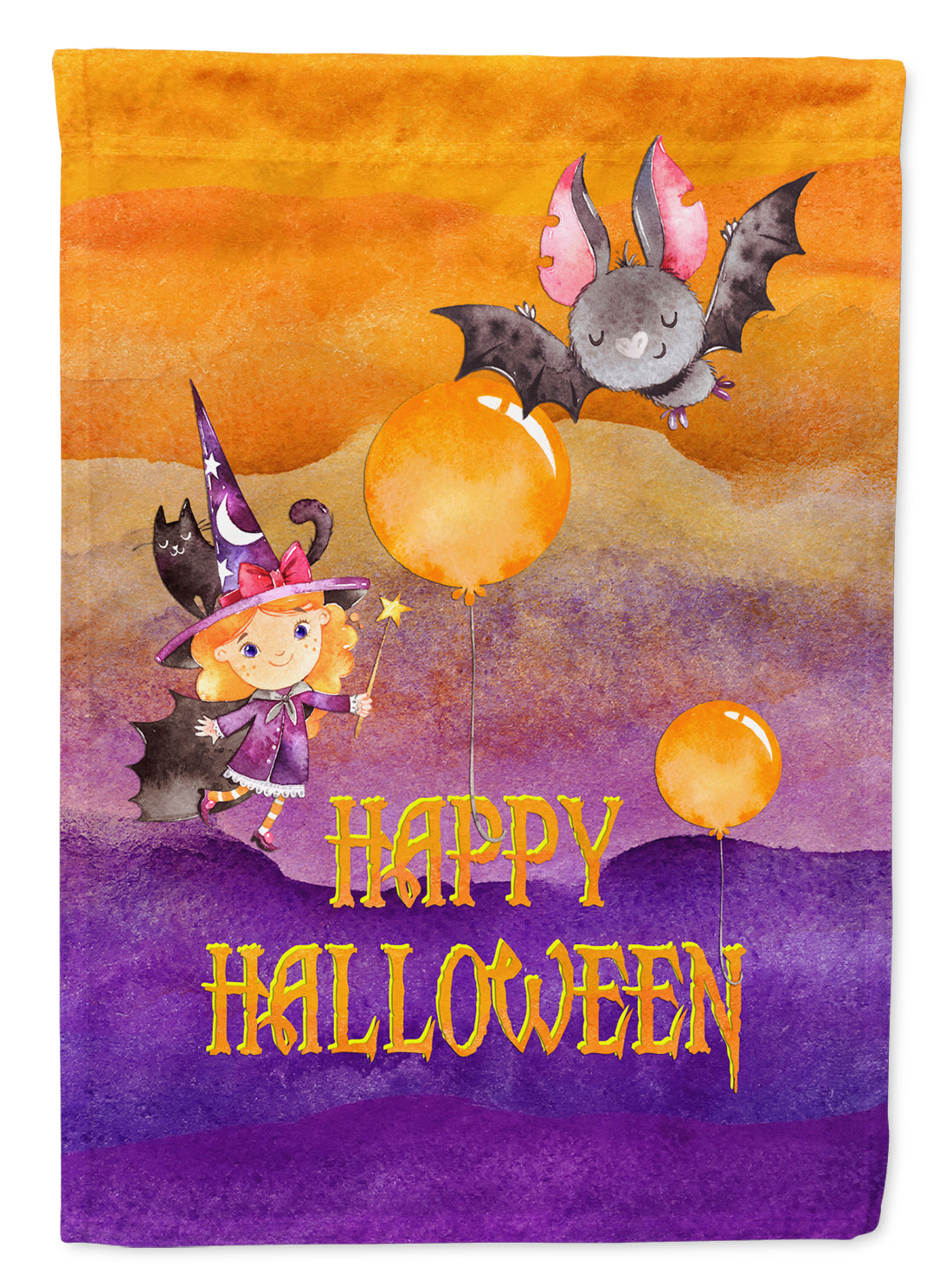 Halloween Little Witch and Bat Flag Garden Size BB7458GF