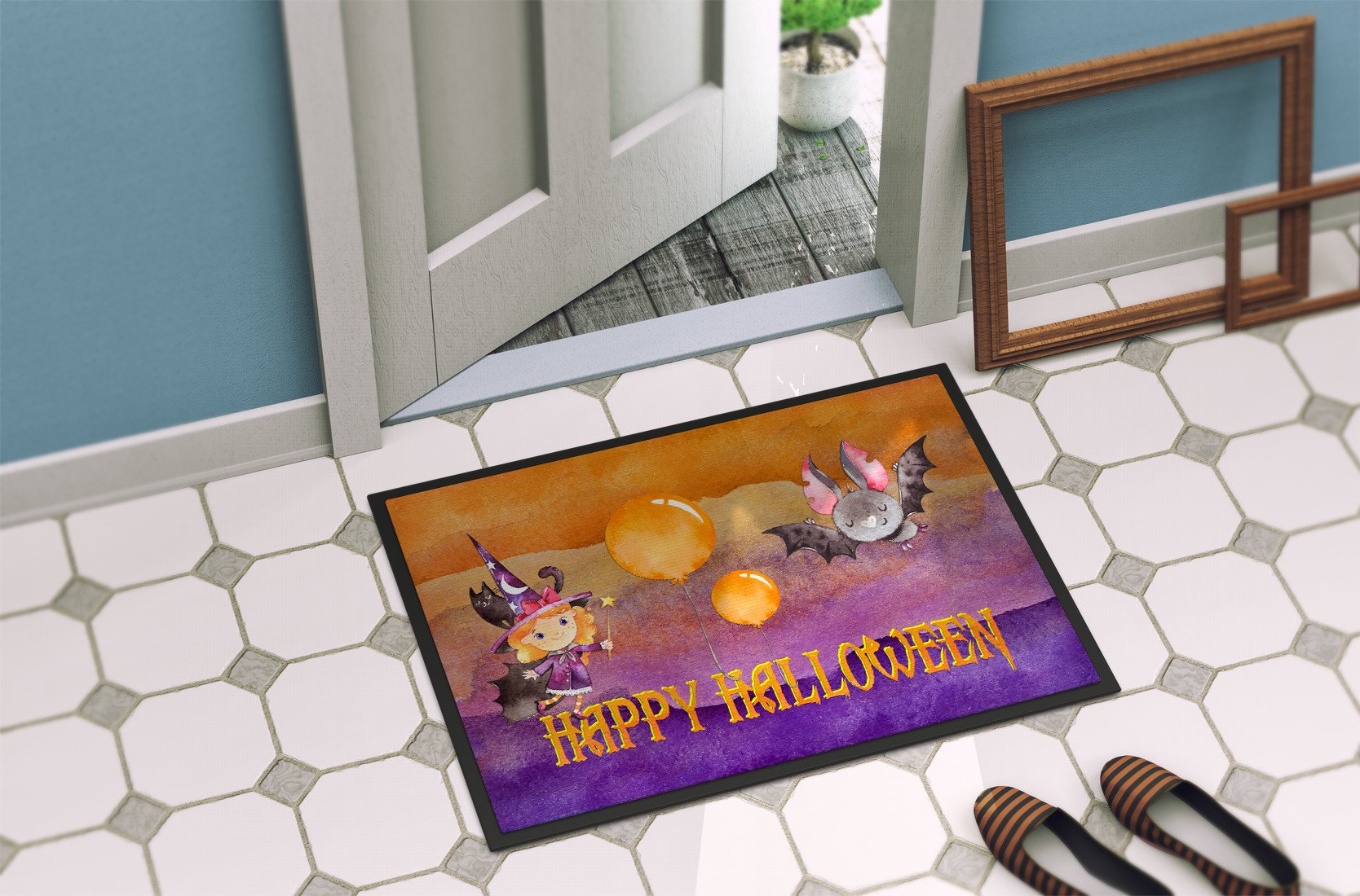 Halloween Little Witch and Bat Indoor or Outdoor Mat 24x36 BB7458JMAT by Caroline's Treasures