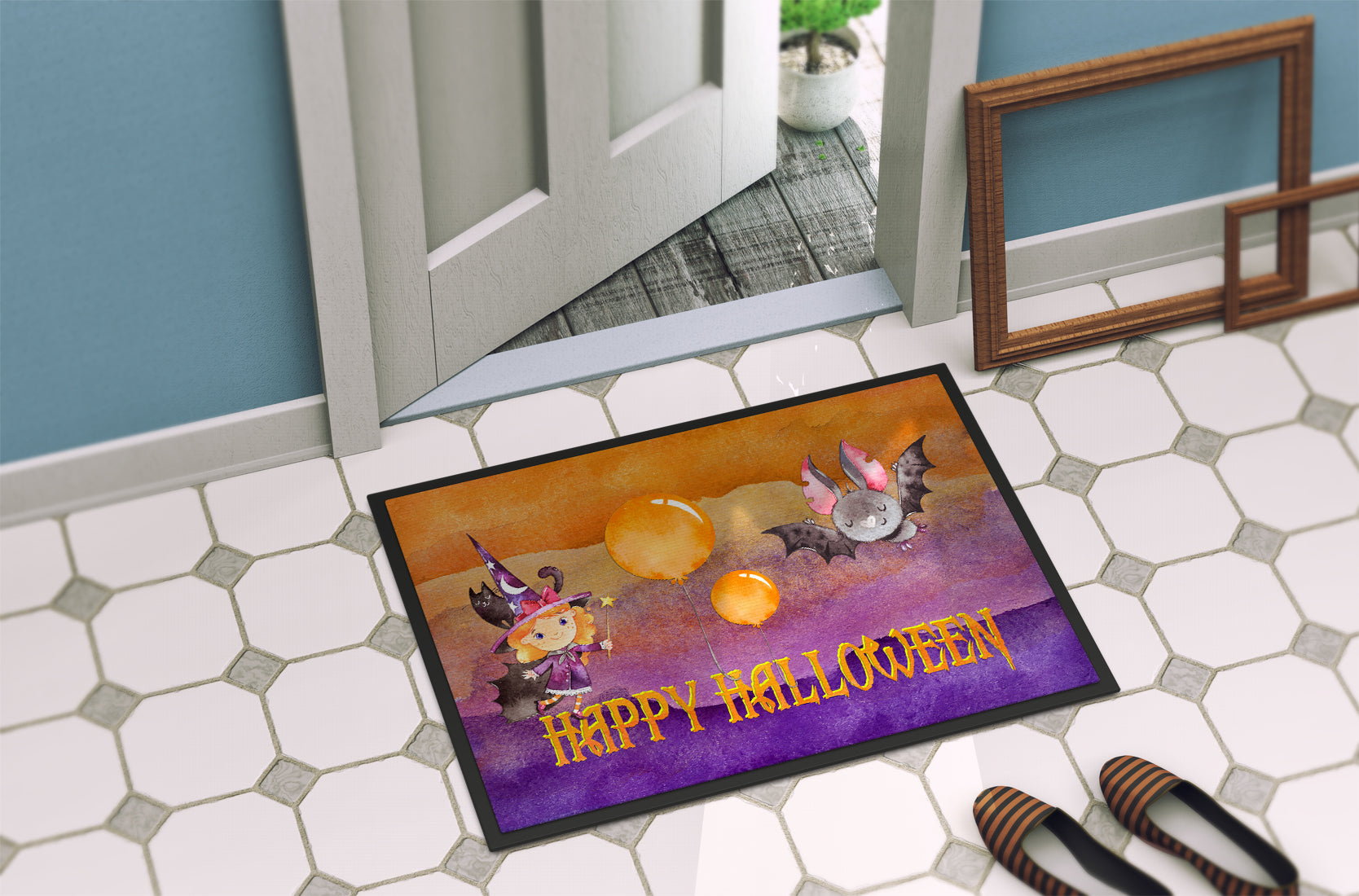 Halloween Little Witch and Bat Indoor or Outdoor Mat 18x27 BB7458MAT - the-store.com