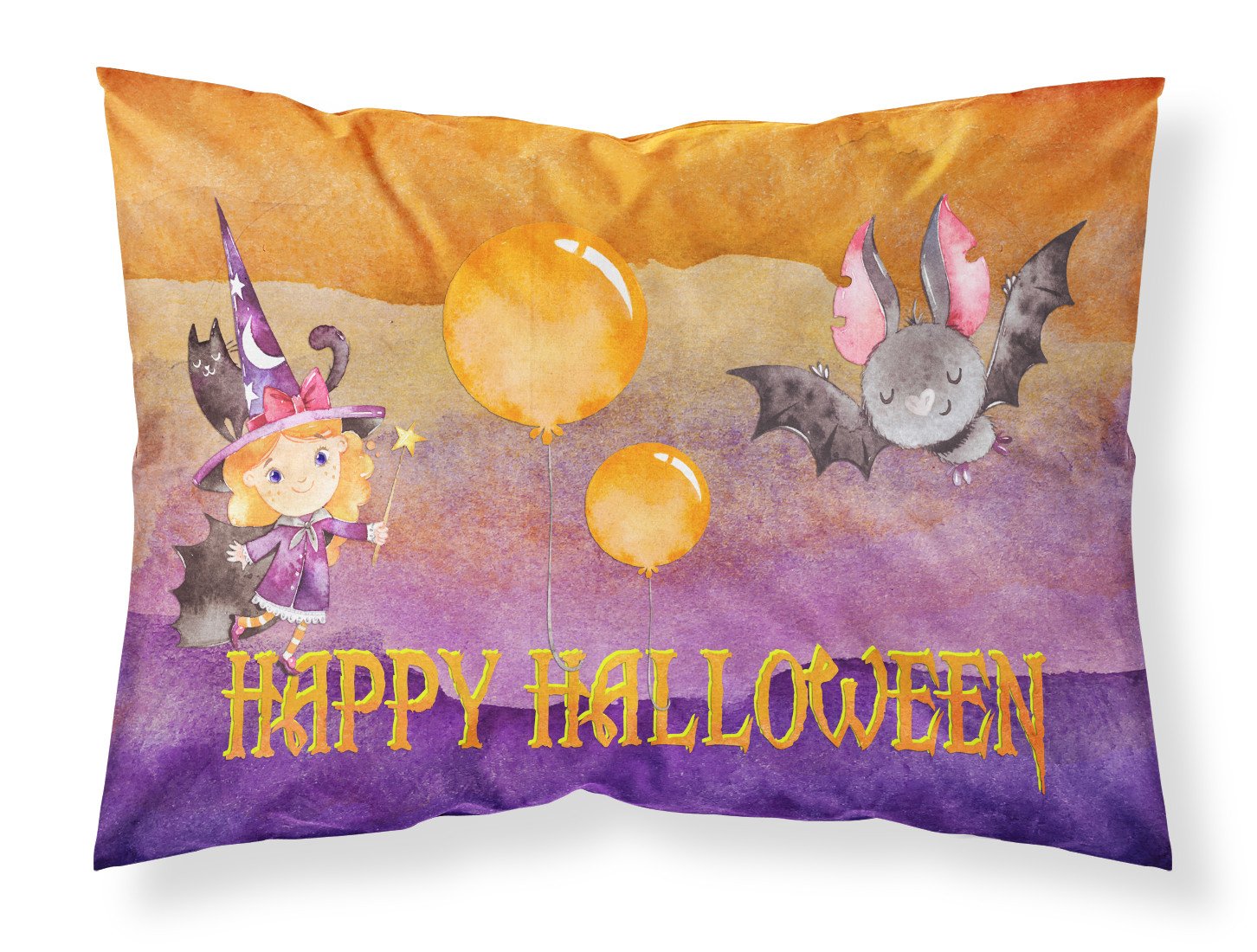 Halloween Little Witch and Bat Fabric Standard Pillowcase BB7458PILLOWCASE by Caroline's Treasures