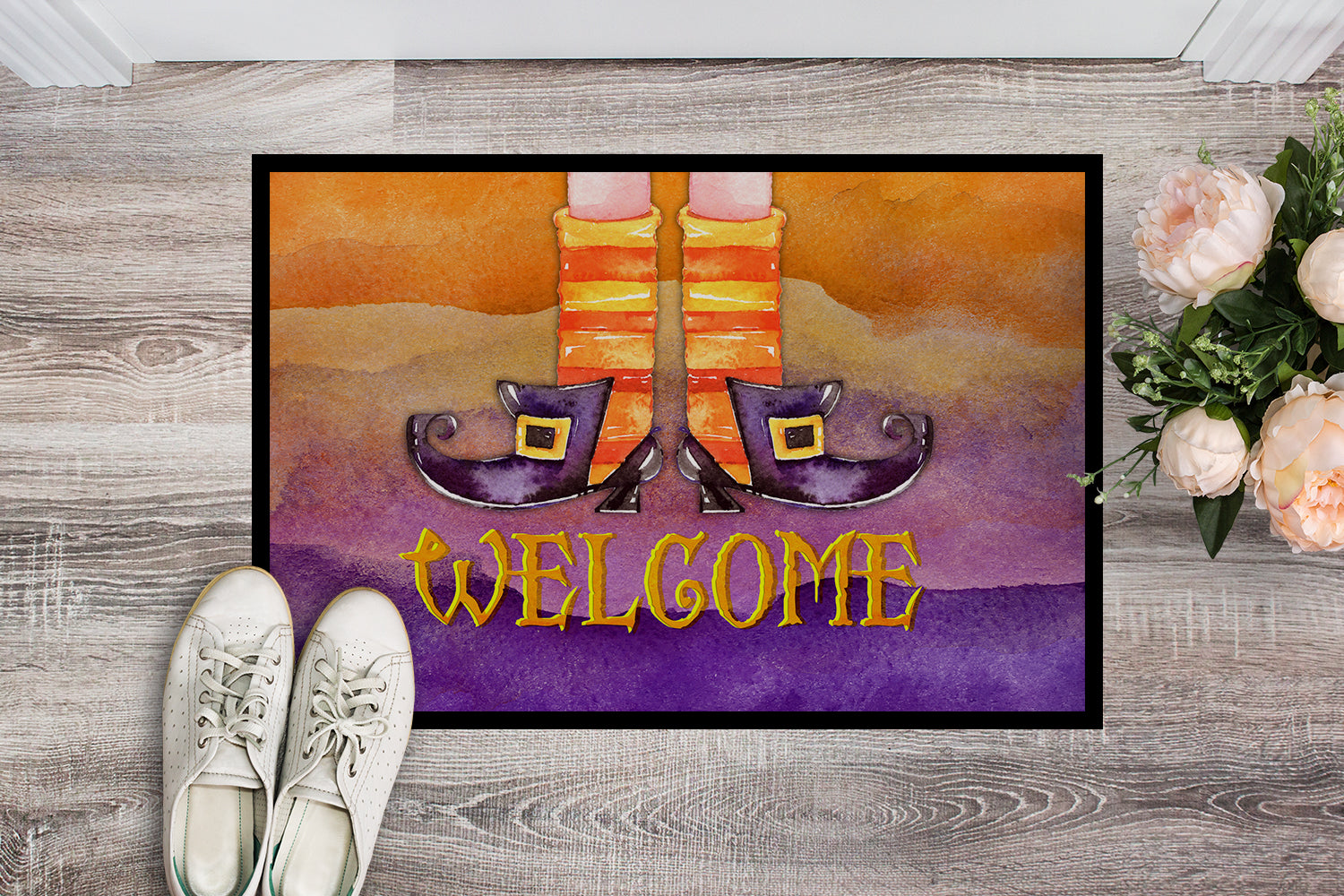Halloween Welcome Witches Feet Indoor or Outdoor Mat 18x27 BB7459MAT - the-store.com