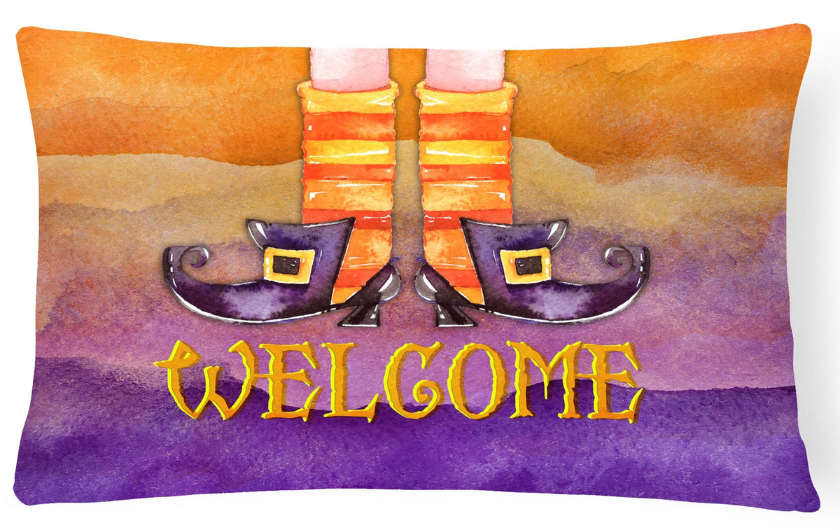 Halloween Welcome Witches Feet Canvas Fabric Decorative Pillow BB7459PW1216 by Caroline&#39;s Treasures