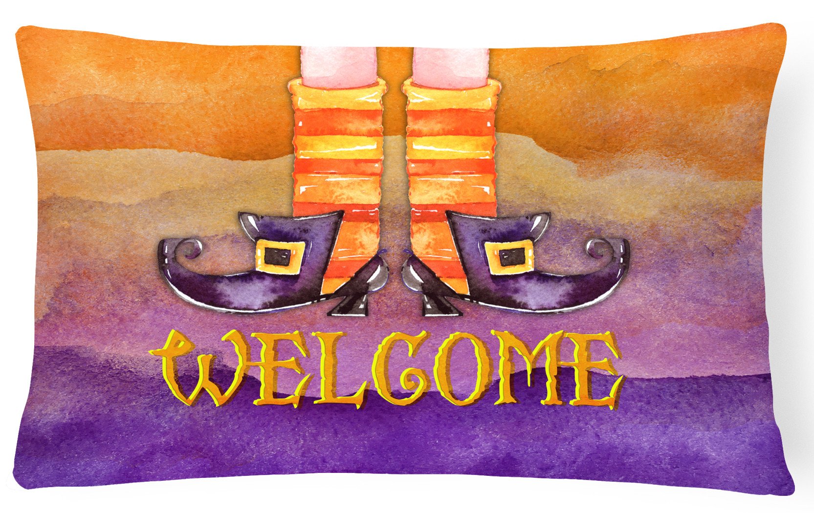 Halloween Welcome Witches Feet Canvas Fabric Decorative Pillow BB7459PW1216 by Caroline's Treasures