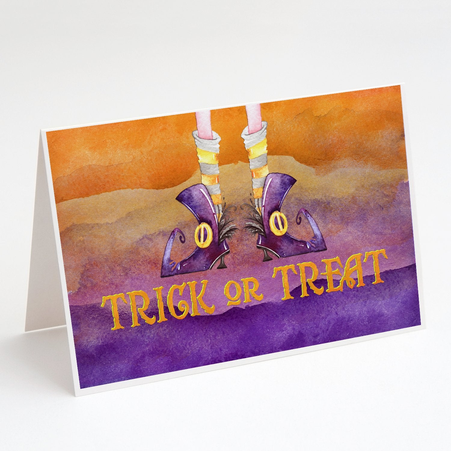 Buy this Halloween Trick Witches Feet Greeting Cards and Envelopes Pack of 8