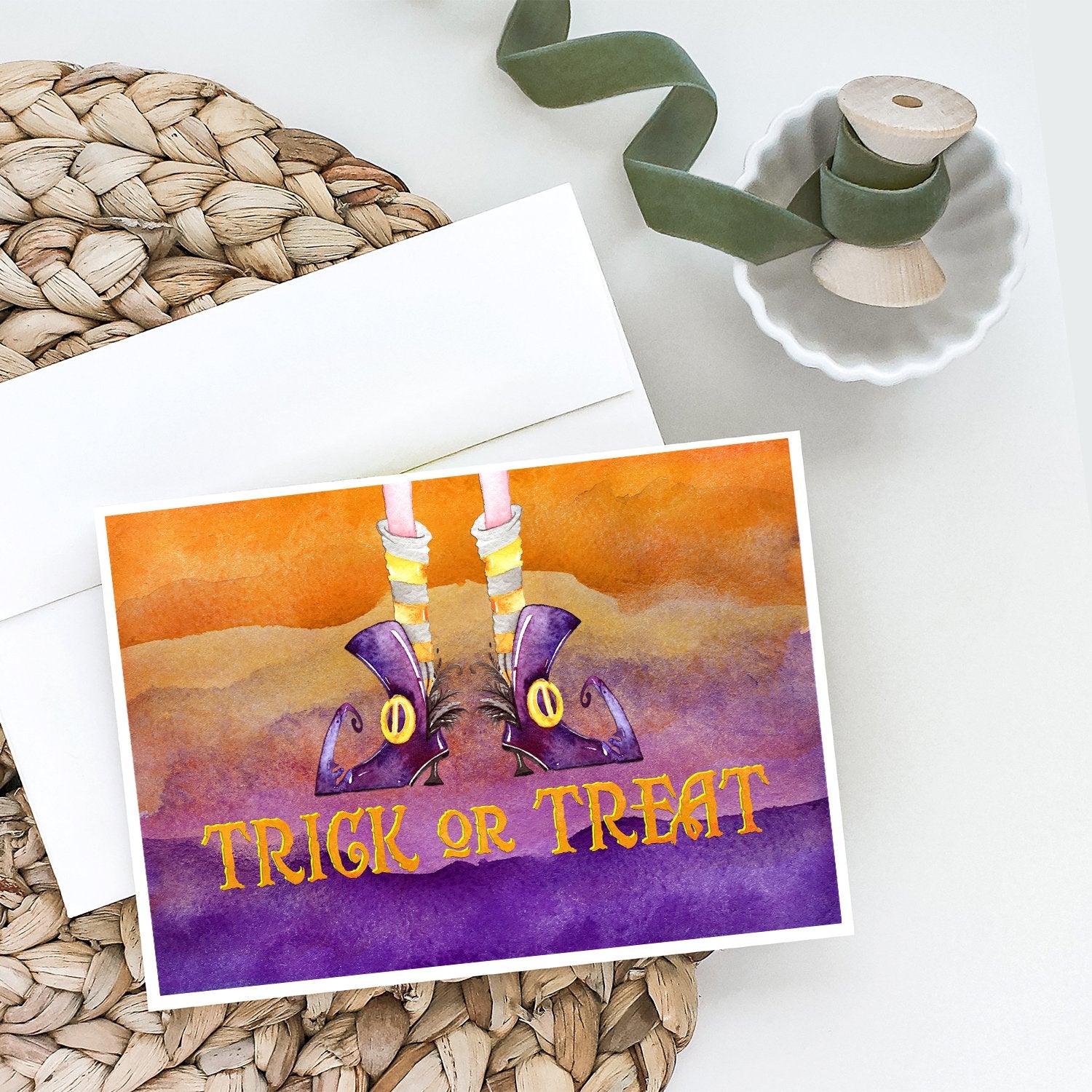 Halloween Trick Witches Feet Greeting Cards and Envelopes Pack of 8 - the-store.com