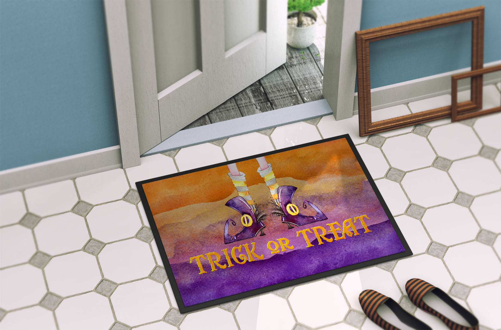Halloween Trick Witches Feet Indoor or Outdoor Mat 18x27 BB7460MAT - the-store.com