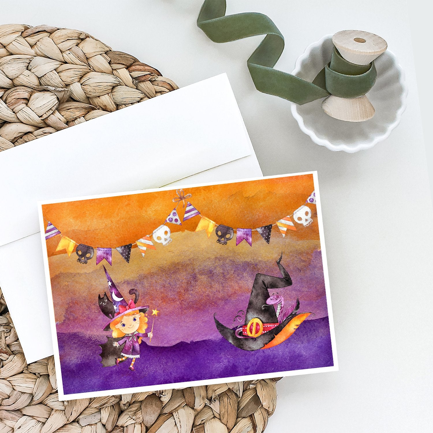 Buy this Halloween Little Witch Party Greeting Cards and Envelopes Pack of 8