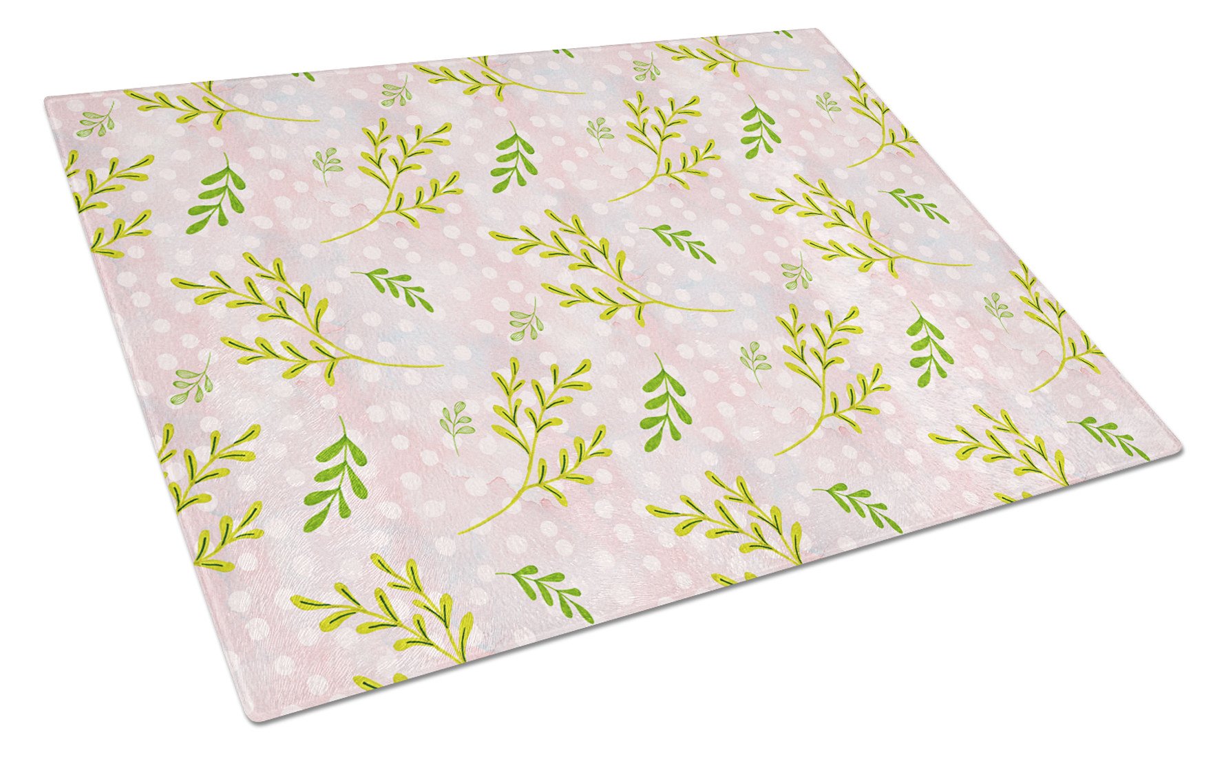 Watercolor Leaves Pink Glass Cutting Board Large BB7480LCB by Caroline's Treasures