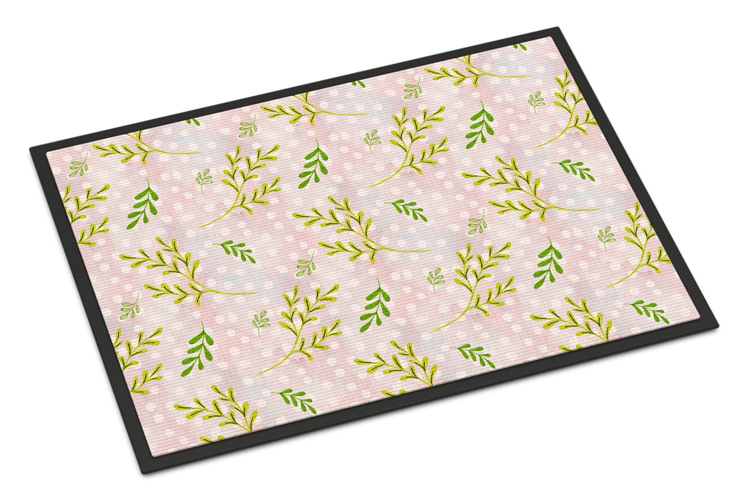 Watercolor Leaves Pink Indoor or Outdoor Mat 18x27 BB7480MAT - the-store.com