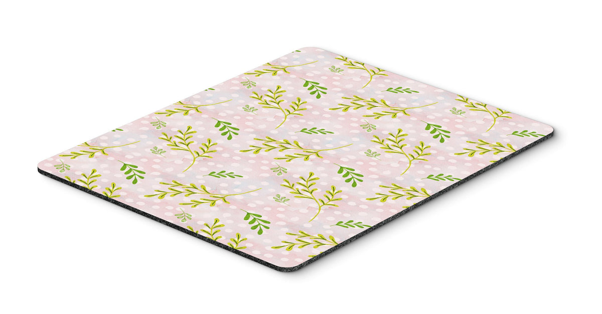 Watercolor Leaves Pink Mouse Pad, Hot Pad or Trivet BB7480MP by Caroline&#39;s Treasures