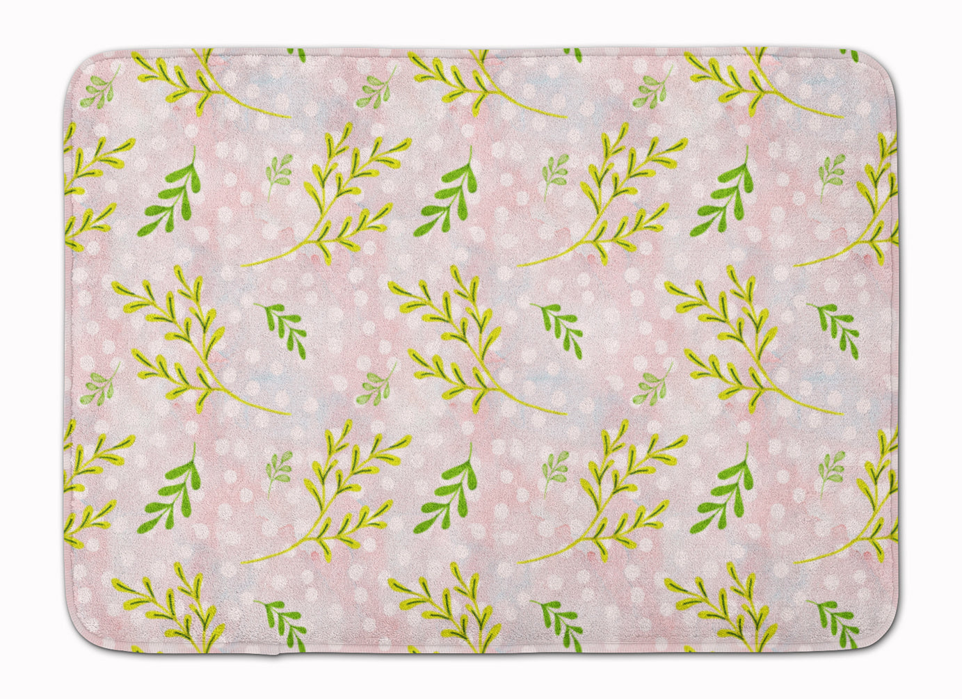 Watercolor Leaves Pink Machine Washable Memory Foam Mat BB7480RUG - the-store.com