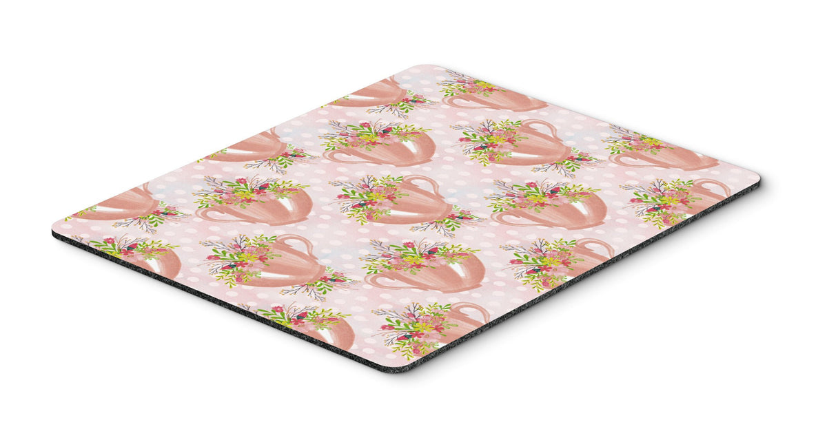 Tea Cup and Flowers Pink Mouse Pad, Hot Pad or Trivet BB7481MP by Caroline&#39;s Treasures