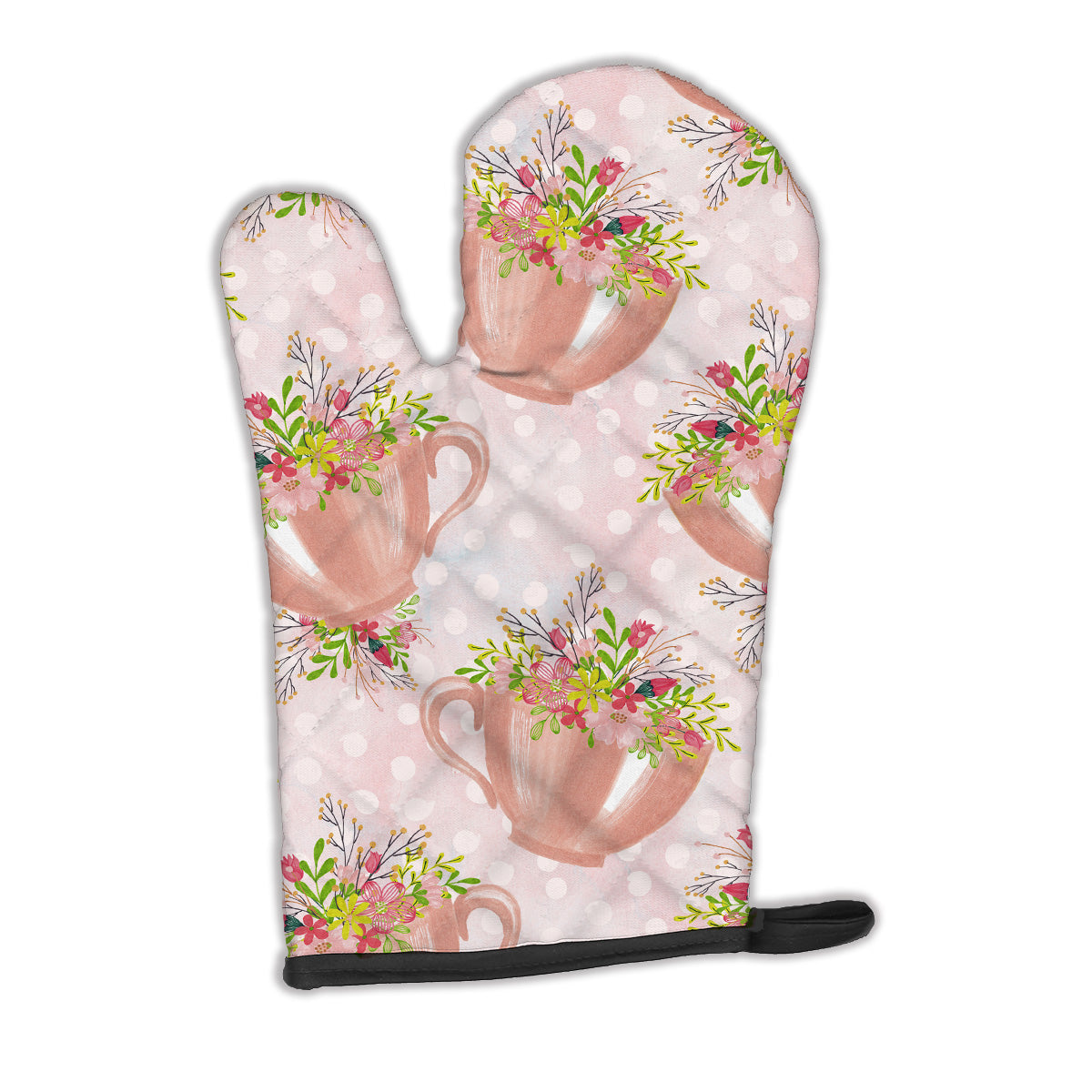 Tea Cup and Flowers Pink Oven Mitt BB7481OVMT