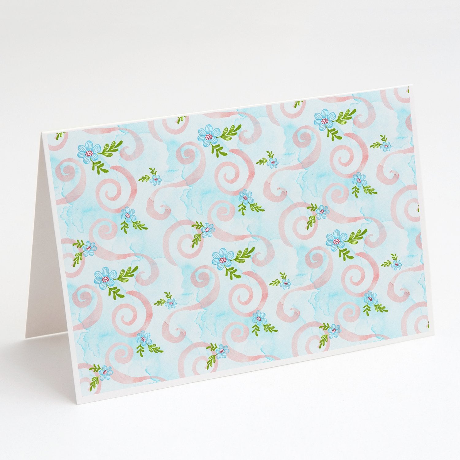 Buy this Watercolor Blue Flowers and Swirls Greeting Cards and Envelopes Pack of 8
