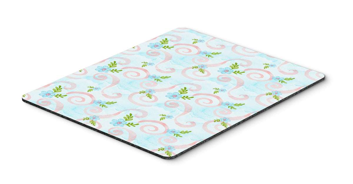 Watercolor Blue Flowers and Swirls Mouse Pad, Hot Pad or Trivet BB7482MP by Caroline&#39;s Treasures