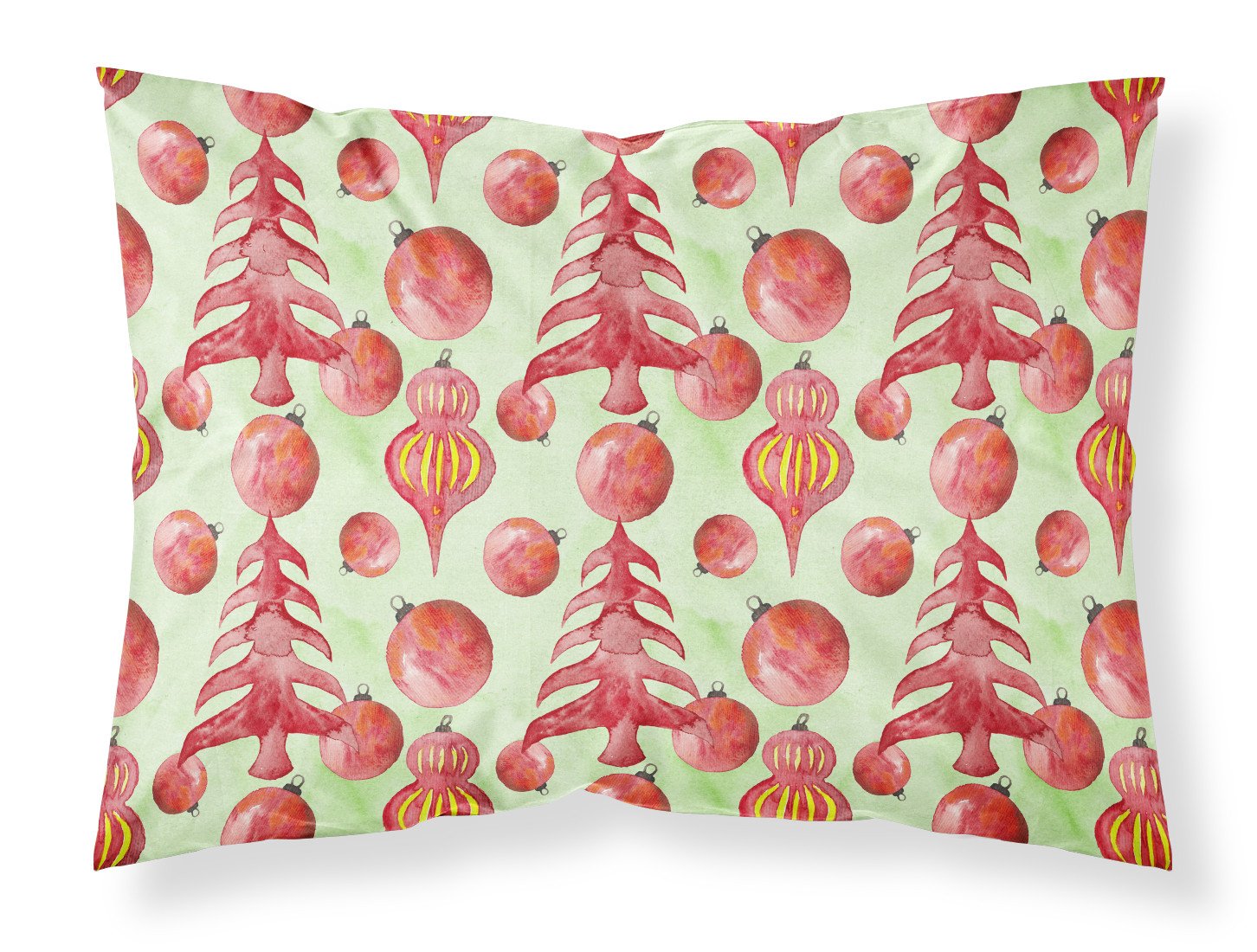 Red Christmas Tree and Ornaments Fabric Standard Pillowcase BB7483PILLOWCASE by Caroline's Treasures