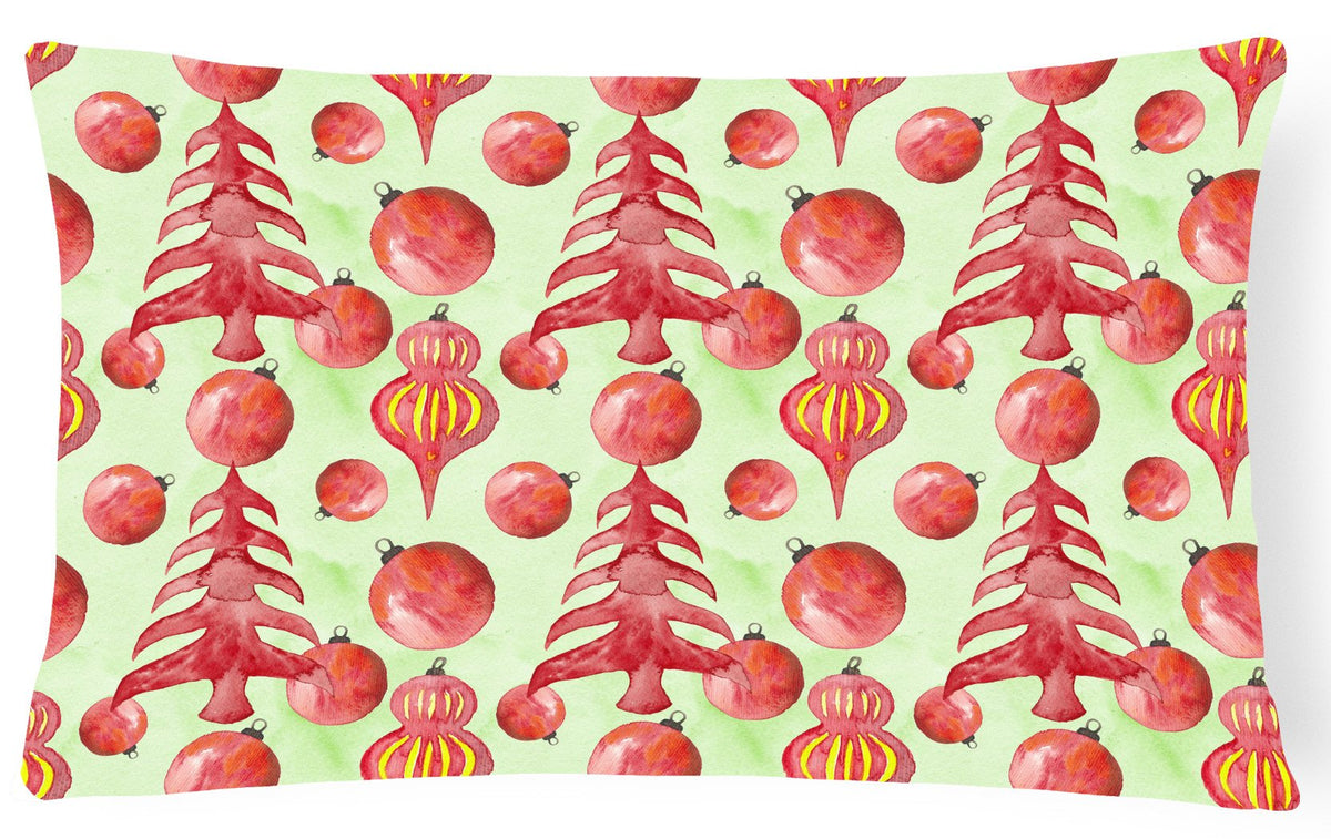 Red Christmas Tree and Ornaments Canvas Fabric Decorative Pillow BB7483PW1216 by Caroline&#39;s Treasures