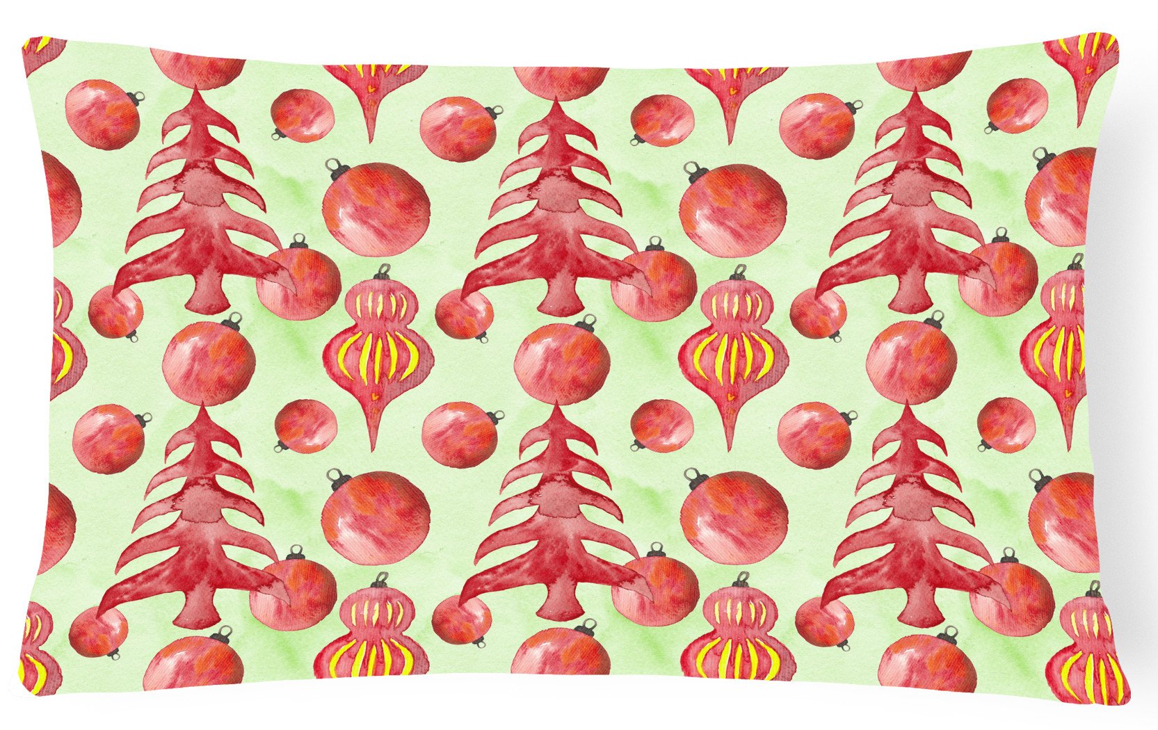Red Christmas Tree and Ornaments Canvas Fabric Decorative Pillow BB7483PW1216 by Caroline's Treasures