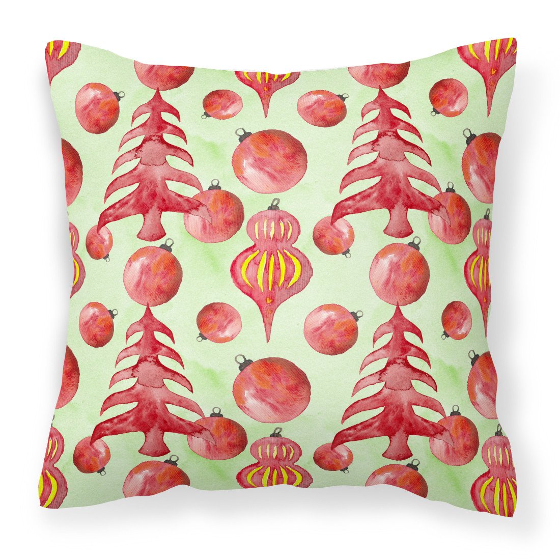 Red Christmas Tree and Ornaments Fabric Decorative Pillow BB7483PW1818 by Caroline&#39;s Treasures